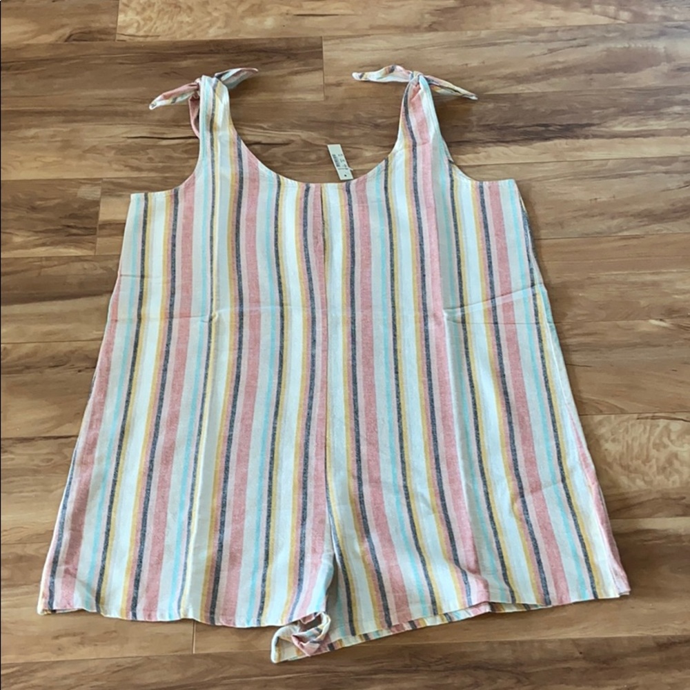 Madewell Cover-Up Romper in Rainbow Stripe - Picture 4 of 12